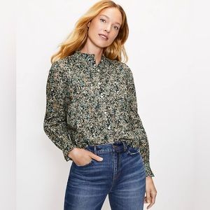 LOFT Pintucked Ruffle Blouse